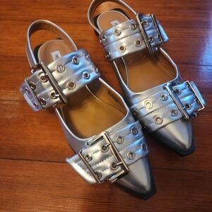 Chic Silver Buckle Flats for Women